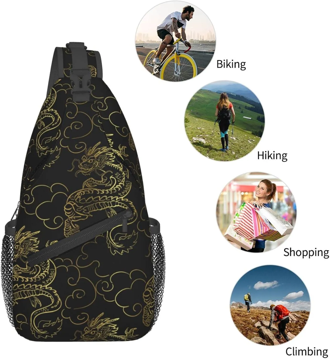 Cool Dragon Crossbody Sling Backpack Sling Bag Travel Hiking Chest Bag Dragon Daypack for Men Women