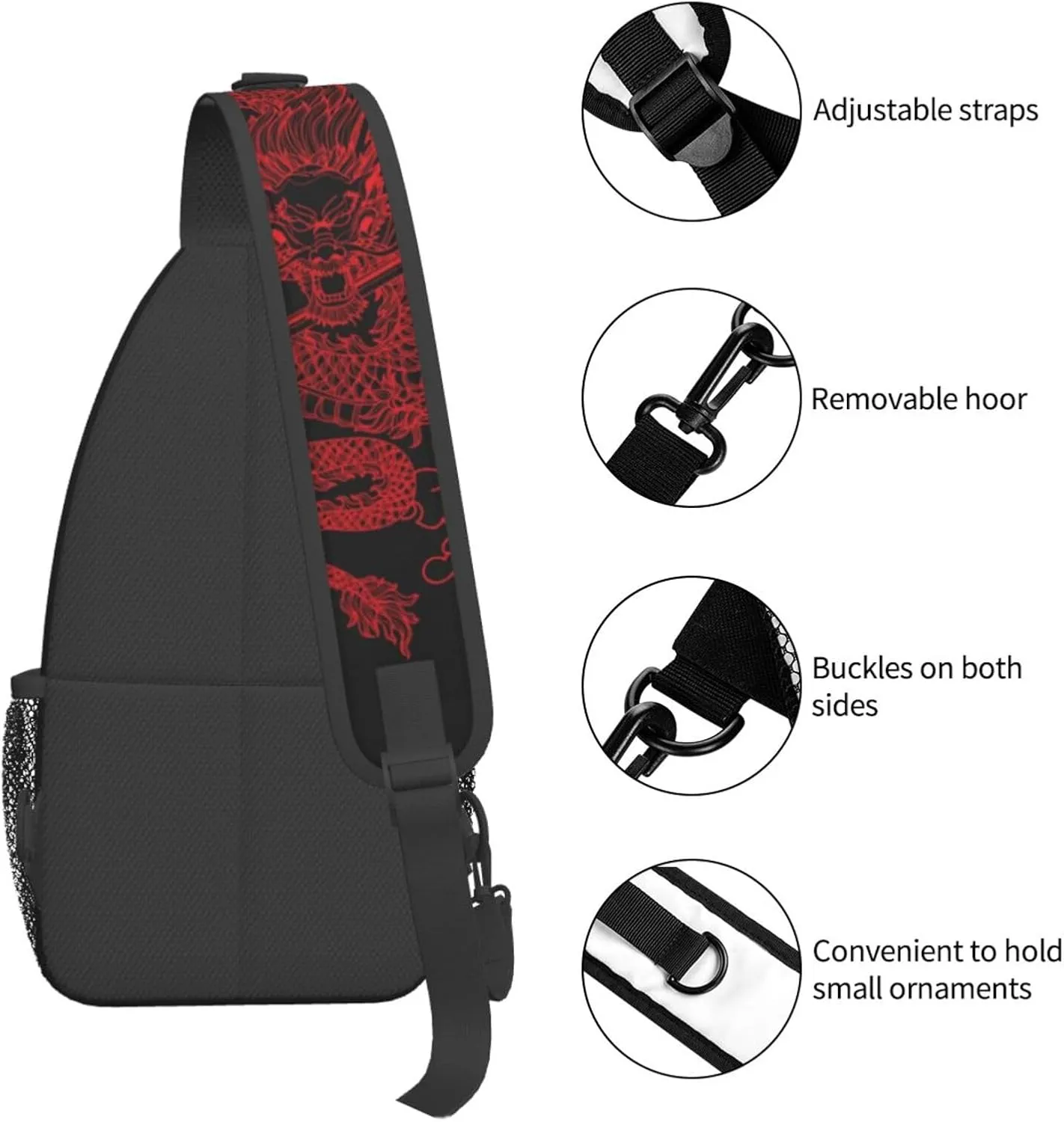 Cool Dragon Crossbody Sling Backpack Sling Bag Travel Hiking Chest Bag Dragon Daypack for Men Women