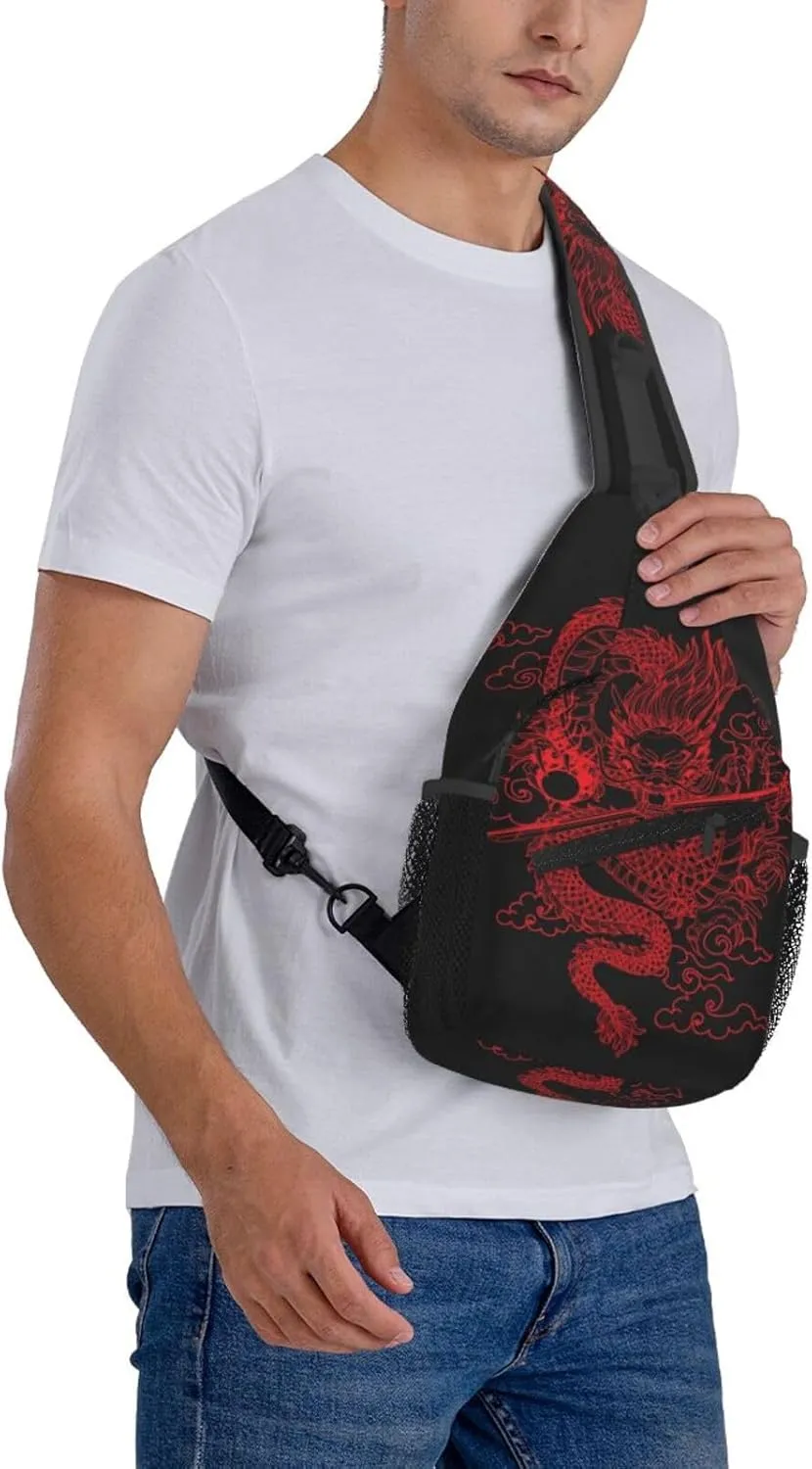 Cool Dragon Crossbody Sling Backpack Sling Bag Travel Hiking Chest Bag Dragon Daypack for Men Women