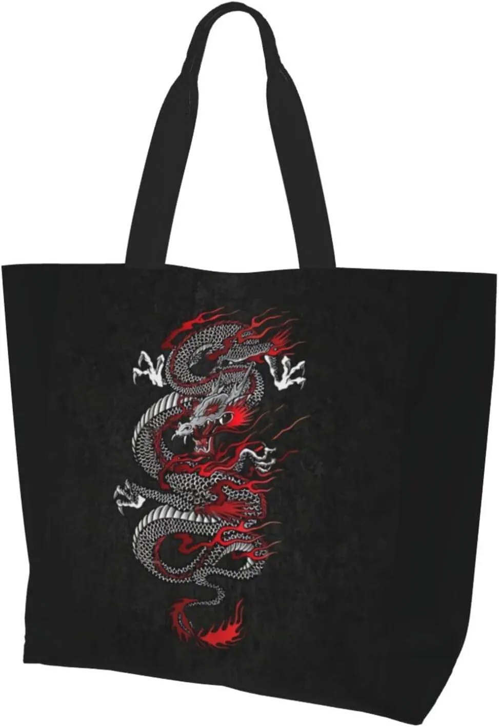 Cool Dragon Tote Bag Foldable Dragon Shoulder Bags Reusable Grocery Tote Bag Beach Bag Shopping Bag Travel Bag