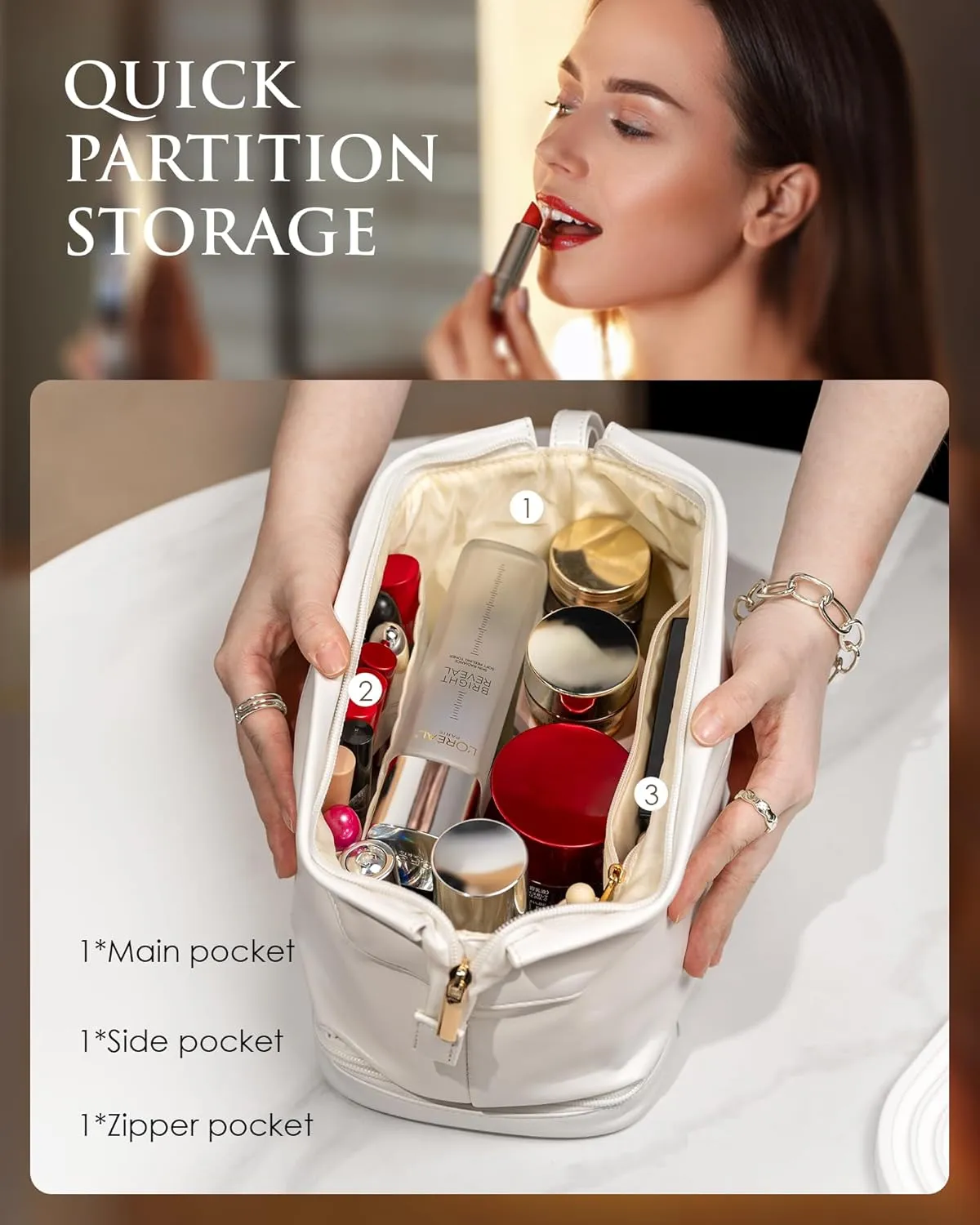 Cool Gifts for Female Friends, Initial Makeup Bag, Travel Gifts, Personalized Bags, Waterproof Double Layer Cosmetic Bag, Large Capacity PU Leather Makeup Bags Letter Travel Toiletry Bag