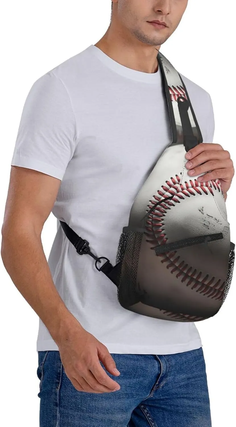 Cool Grey Baseball Sling Bag Backpack For Men Cross Chest Bag Crossbody Shoulder Bag Travel Hiking Daypack