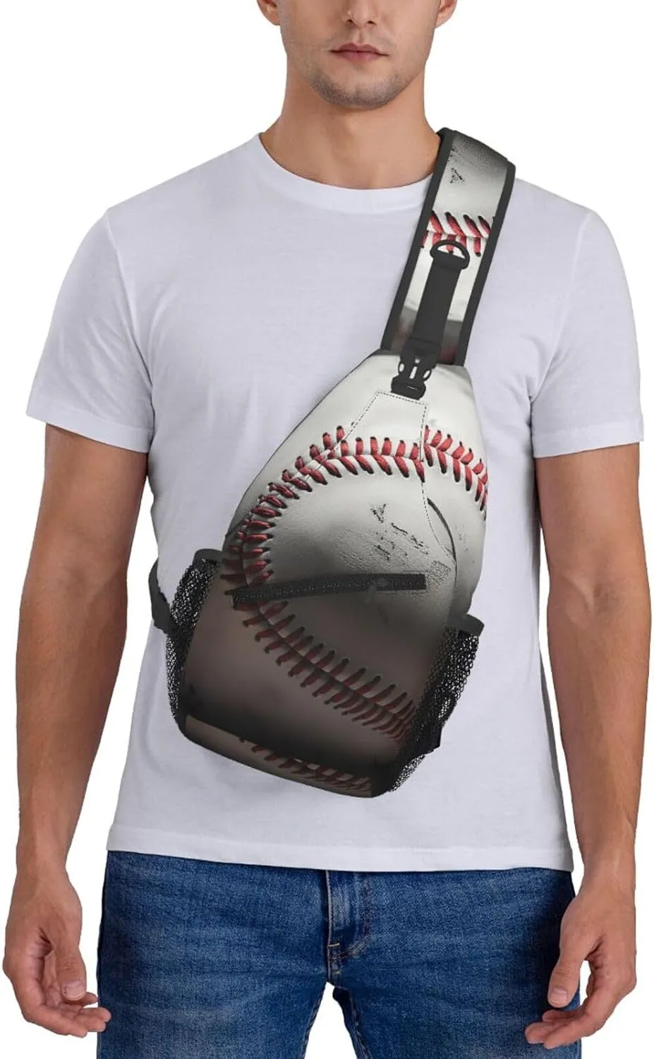 Cool Grey Baseball Sling Bag Backpack For Men Cross Chest Bag Crossbody Shoulder Bag Travel Hiking Daypack