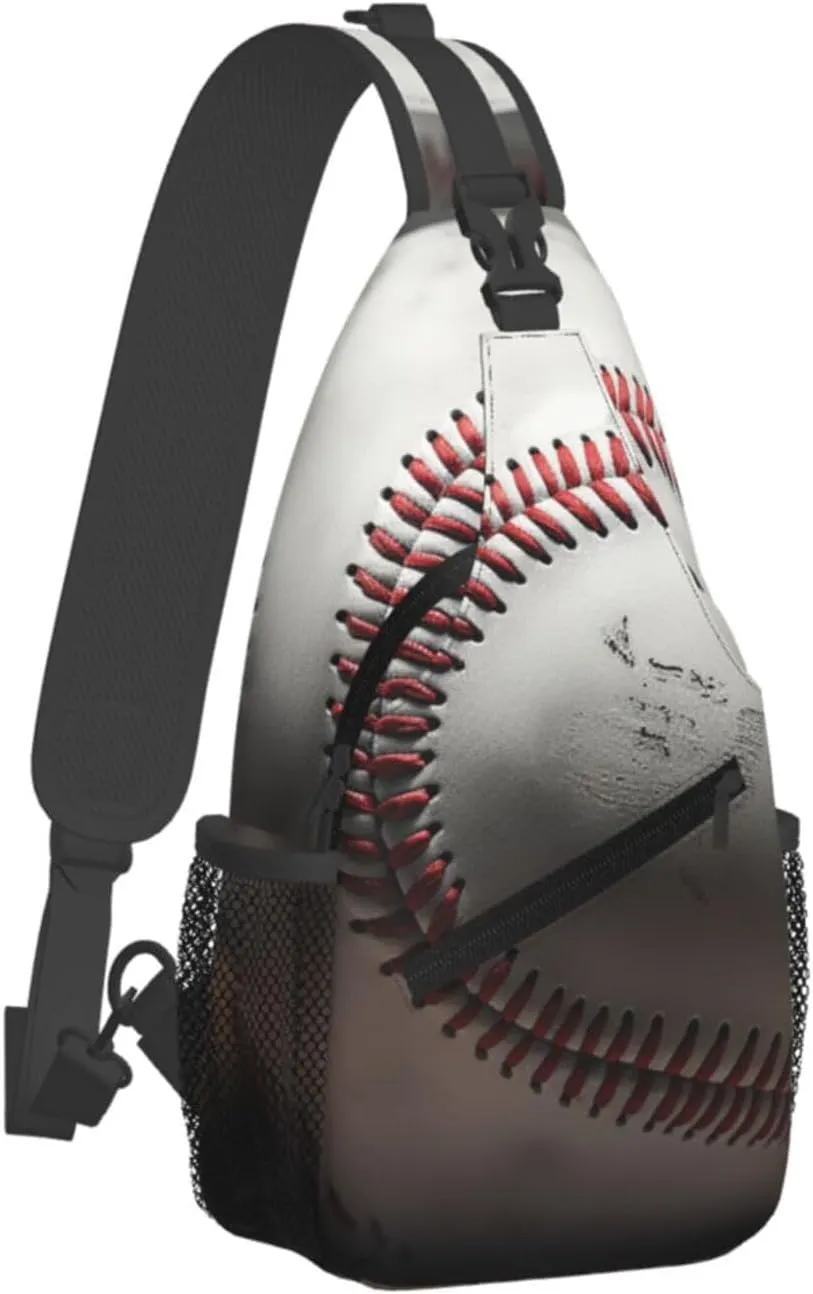 Cool Grey Baseball Sling Bag Backpack For Men Cross Chest Bag Crossbody Shoulder Bag Travel Hiking Daypack