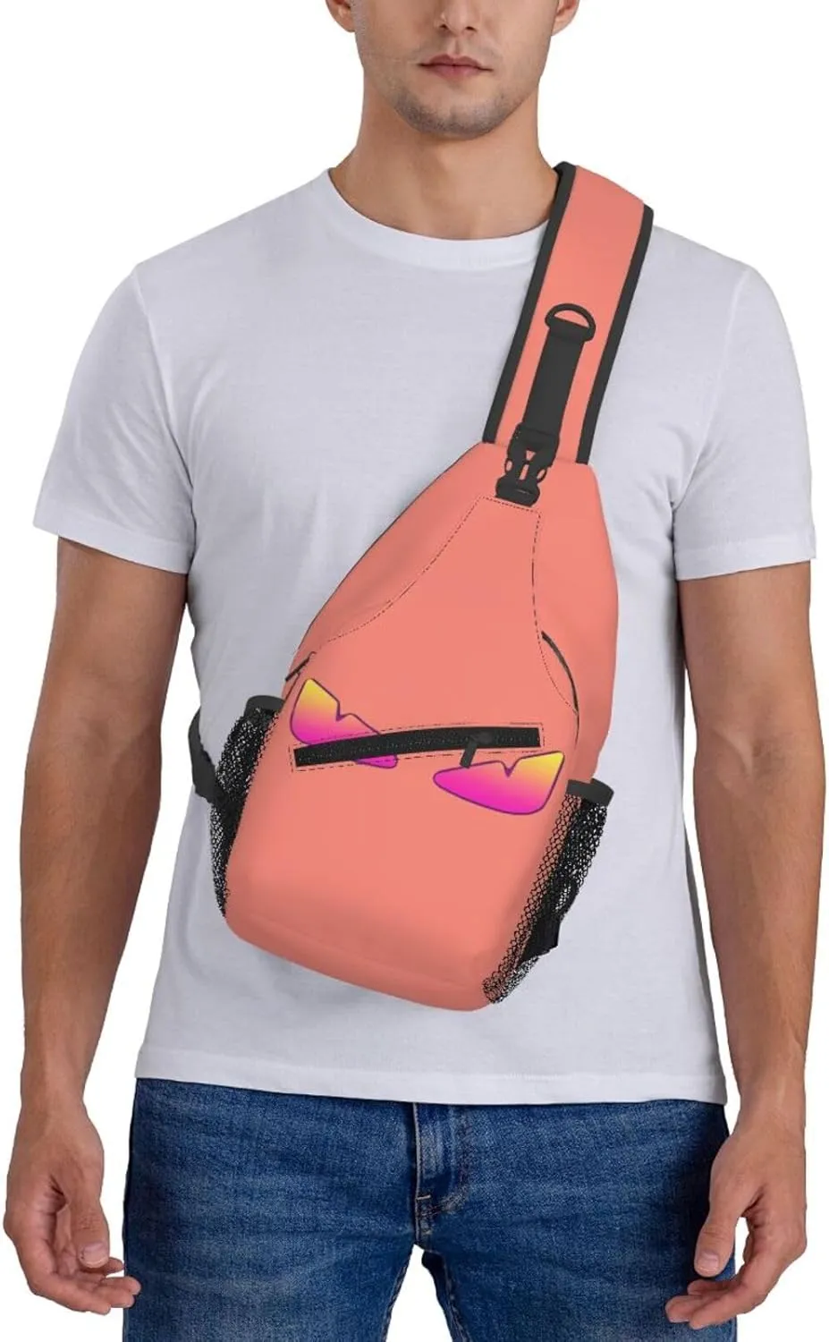 Cool Monsters Eyes Crossbody Bag Cross Chest Bag Adjustable Sling Backpack Sports Gym Shoulder Bags Travel Cycling Daypack Diagonally Casual Rucksack