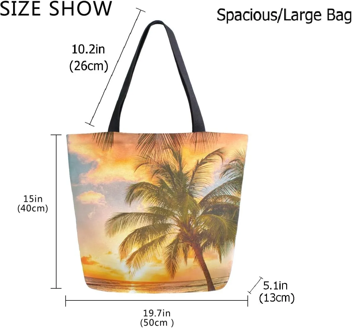Cool Printed Extra Large Shoulder Tote Bag for Beach Travel Weekender Gym Reusable Grocery Shopping