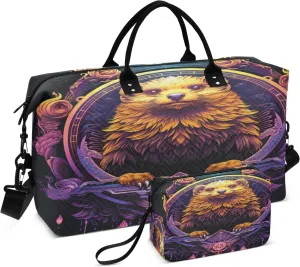 Cool Purple Beaver Travel Duffel Bags Gym Bag Weekender Handbag with Toiletry Bag for Women Girls Men