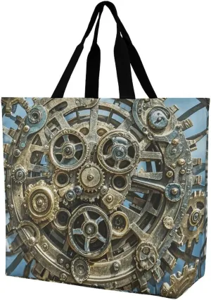 Cool Steampunk Gears Handbags Lightweight Travel Shoulder Bag Portable Cute Shopping Beach Market Bag for Men Women Hiking Yoga Gym Swimming Travel Holiday Gift