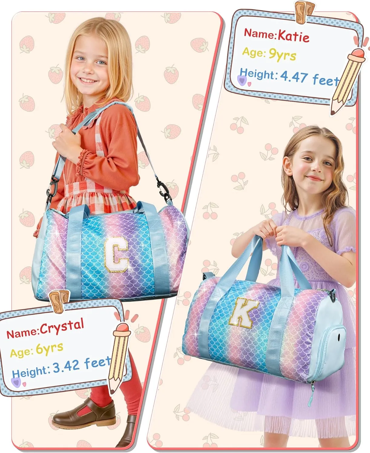 Cool Stuff for Teen-Girl Gym Bag with Shoe Compartment, Kid Personalized Weekender Overnight Bags, Initial Travel Tote with Makeup Pouch, Gift for 7 8 9 10 11 12 Year Old Girls (Letter S)