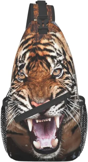 Cool Tiger Sling Bag, Fashion Crossbody Backpack Shoulder Bag Chest Bag for Men Women Outdoor Hiking Travel