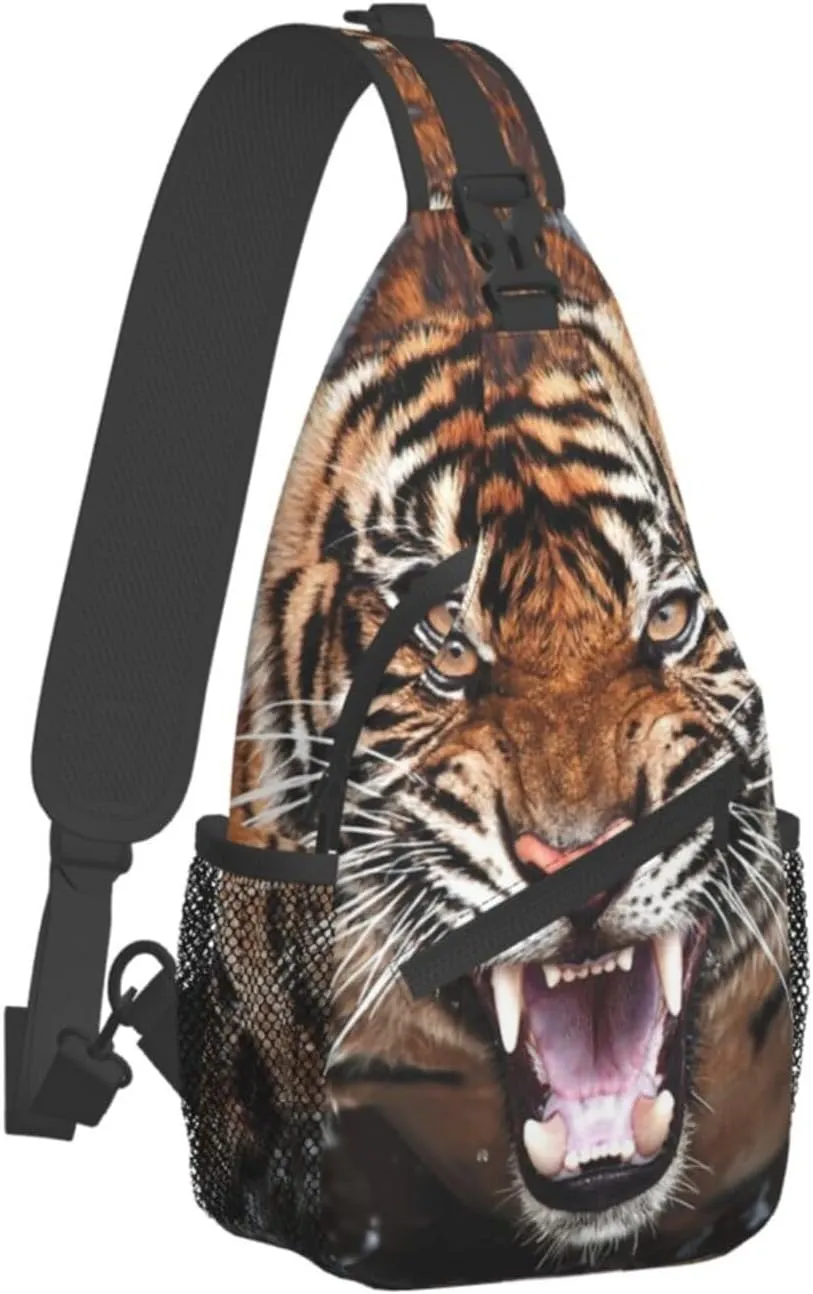 Cool Tiger Sling Bag, Fashion Crossbody Backpack Shoulder Bag Chest Bag for Men Women Outdoor Hiking Travel