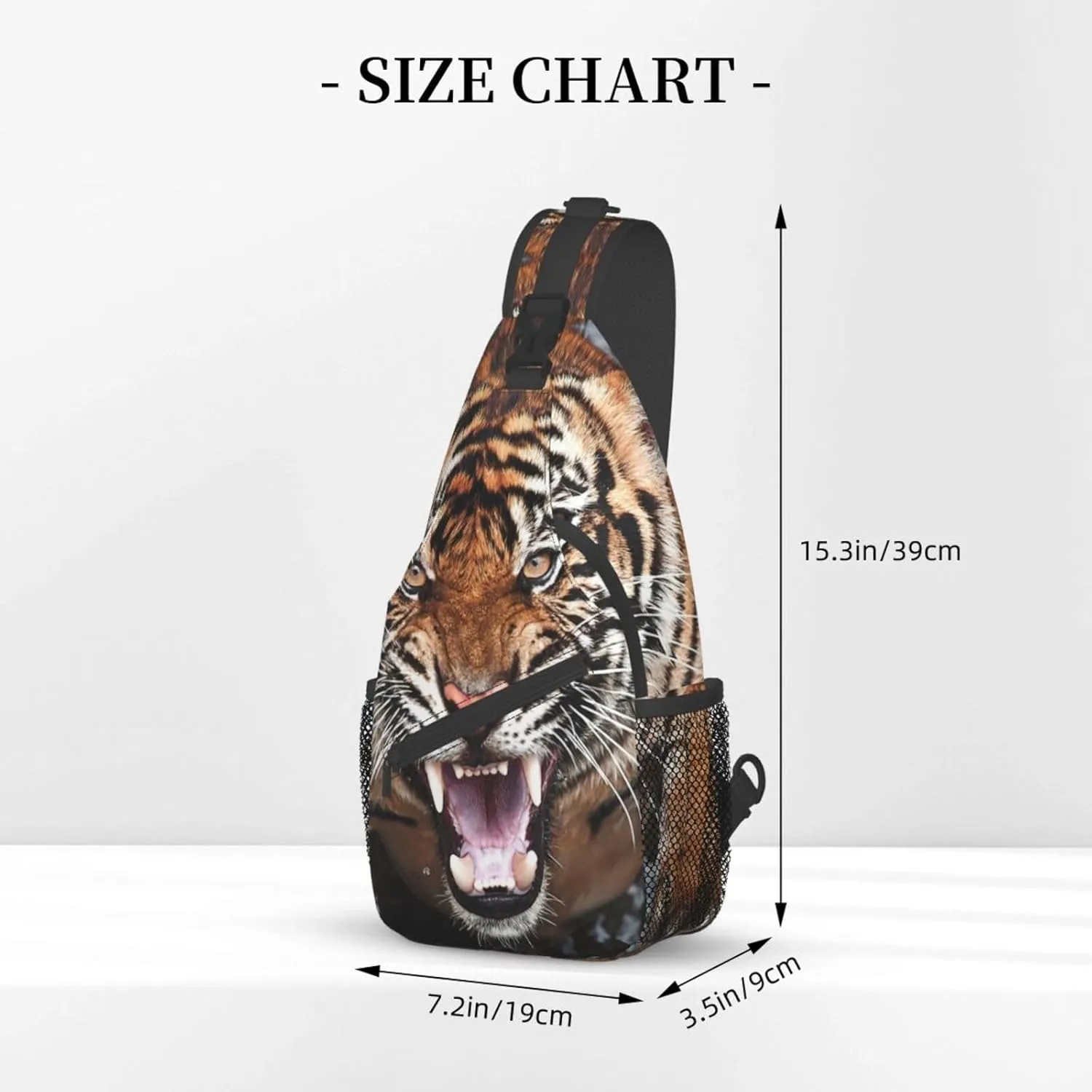 Cool Tiger Sling Bag, Fashion Crossbody Backpack Shoulder Bag Chest Bag for Men Women Outdoor Hiking Travel