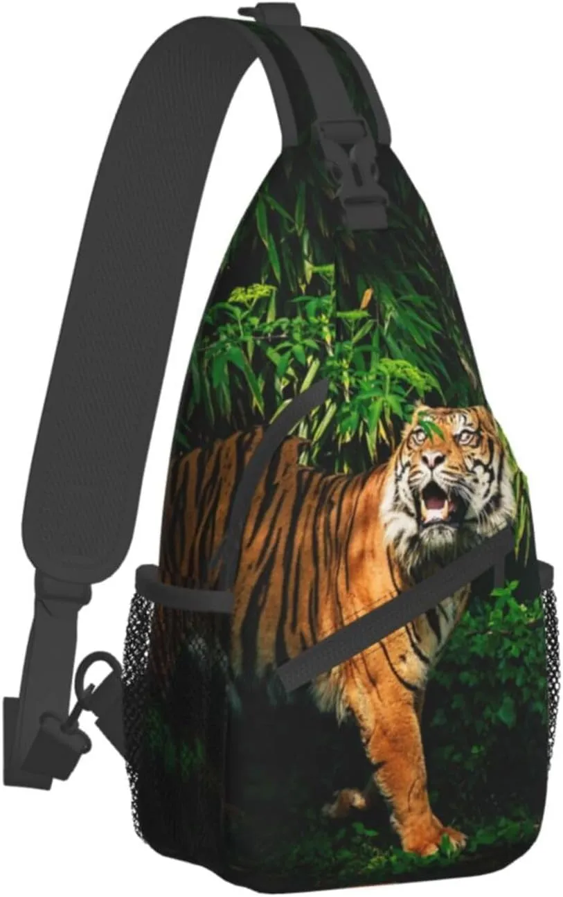 Cool Tiger Sling Bag, Fashion Crossbody Backpack Shoulder Bag Chest Bag for Men Women Outdoor Hiking Travel