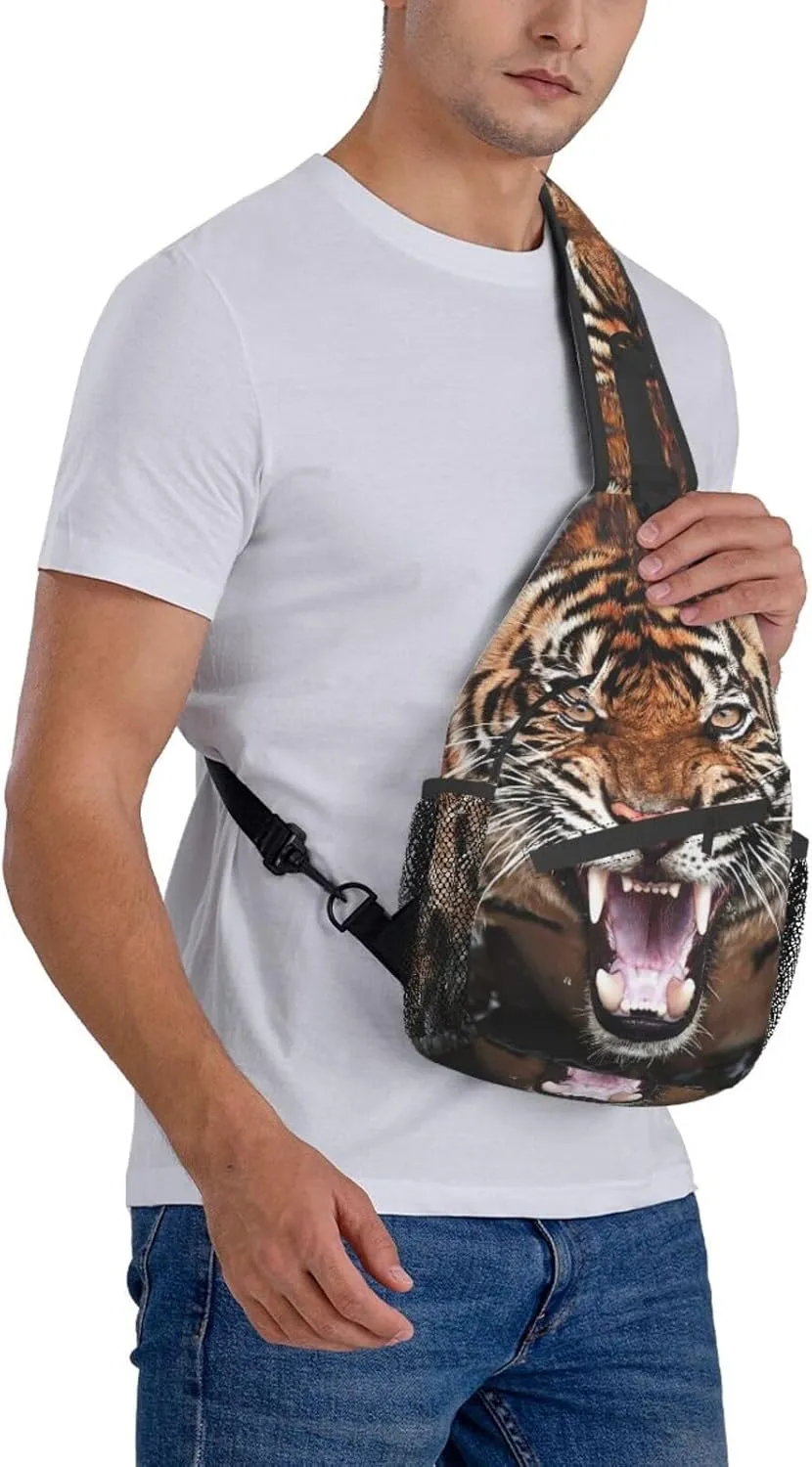 Cool Tiger Sling Bag, Fashion Crossbody Backpack Shoulder Bag Chest Bag for Men Women Outdoor Hiking Travel