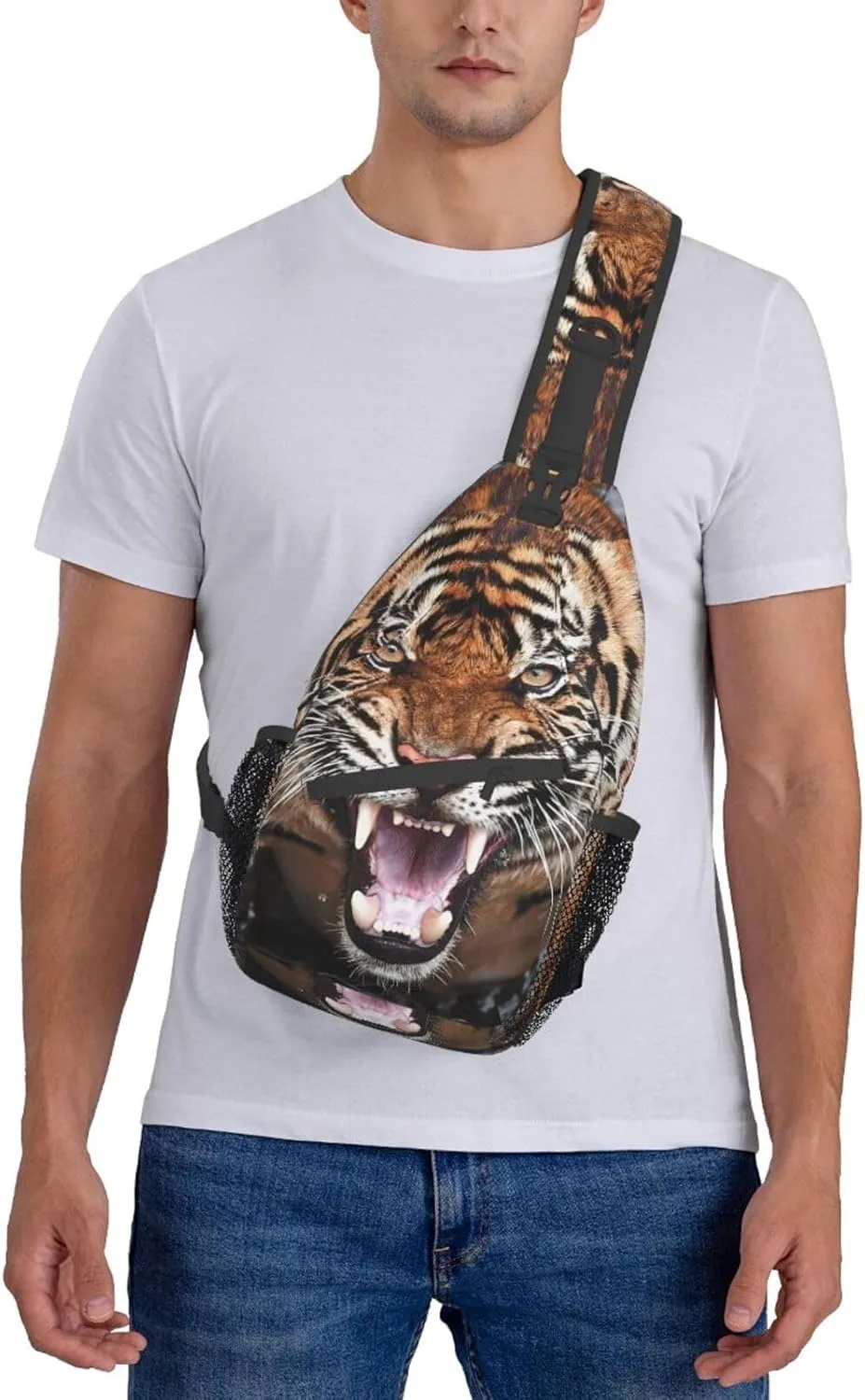 Cool Tiger Sling Bag, Fashion Crossbody Backpack Shoulder Bag Chest Bag for Men Women Outdoor Hiking Travel