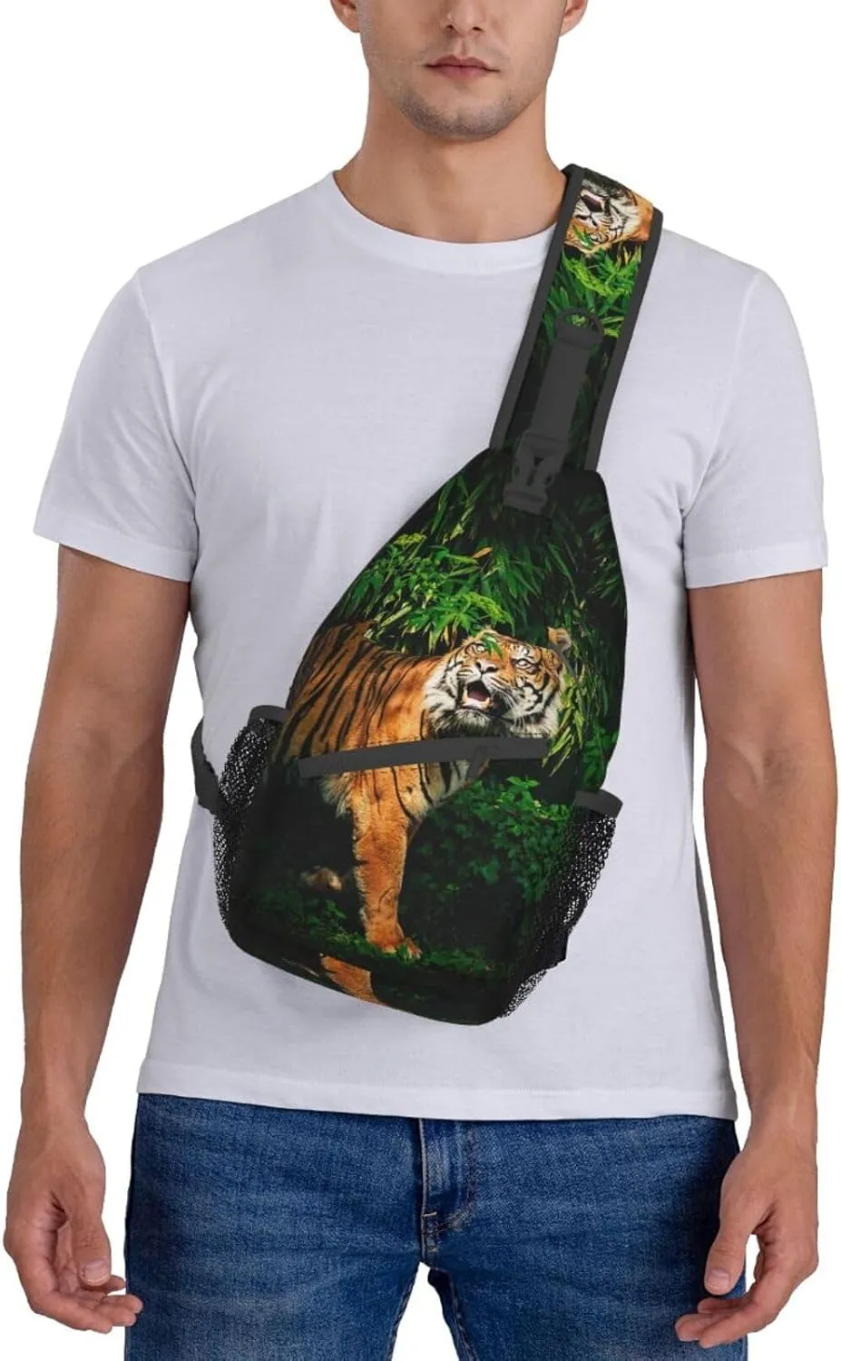 Cool Tiger Sling Bag, Fashion Crossbody Backpack Shoulder Bag Chest Bag for Men Women Outdoor Hiking Travel