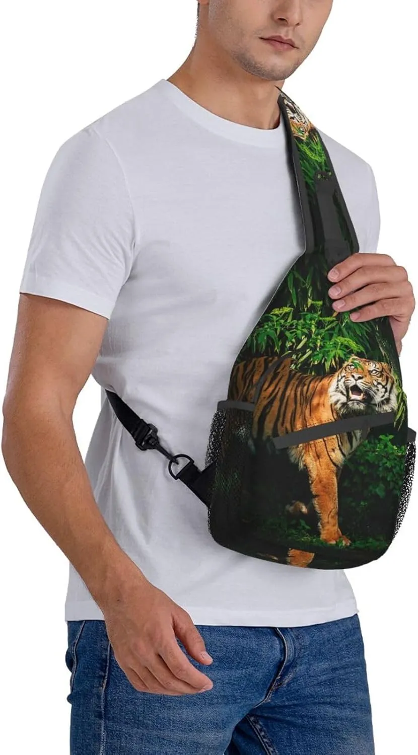 Cool Tiger Sling Bag, Fashion Crossbody Backpack Shoulder Bag Chest Bag for Men Women Outdoor Hiking Travel