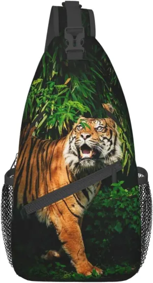 Cool Tiger Sling Bag, Fashion Crossbody Backpack Shoulder Bag Chest Bag for Men Women Outdoor Hiking Travel