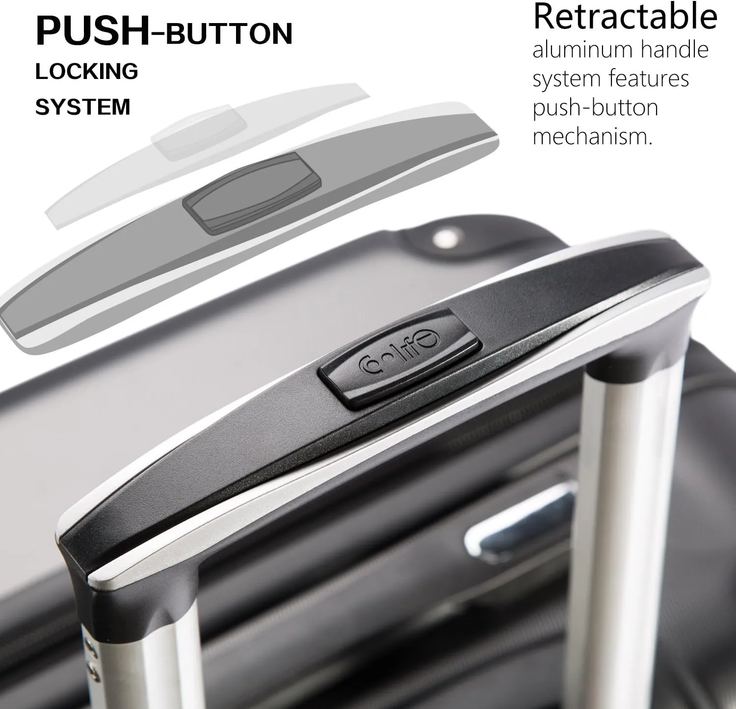 Coolife Luggage Suitcase Carry-on Hardside Travel Luggage TSA Lock Spinner Telescopic Handle