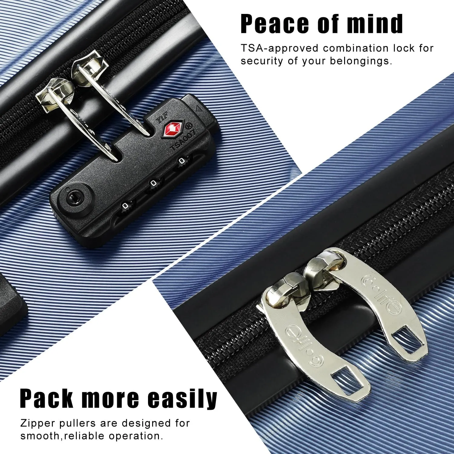 Coolife Luggage Suitcase Carry-on Spinner TSA Lock USB Port Expandable (only 28’’) Lightweight Hardside Luggage (Silver, S(20in_carry on))