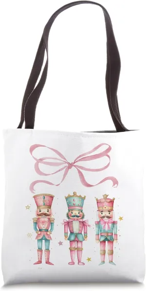 Coquette Pink Ribbons Bow Nutcrackers Ballet Cute Christmas Tote Bag