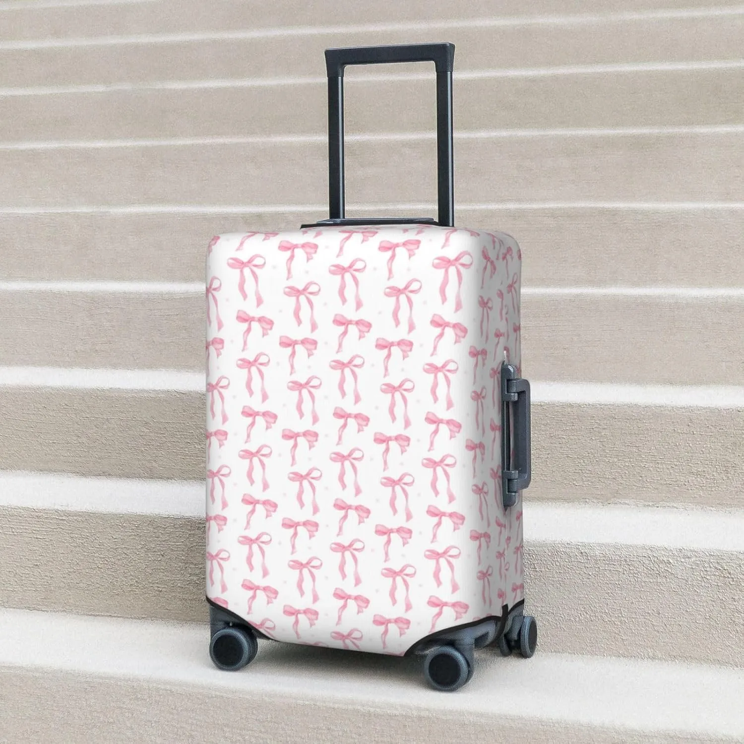 Coquette Ribbon Bow Travel Luggage Cover Fits 18-32 Inch Luggage, Washable Suitcase Cover Protector with Concealed Zipper for Wheeled Suitcase Travel Accessories