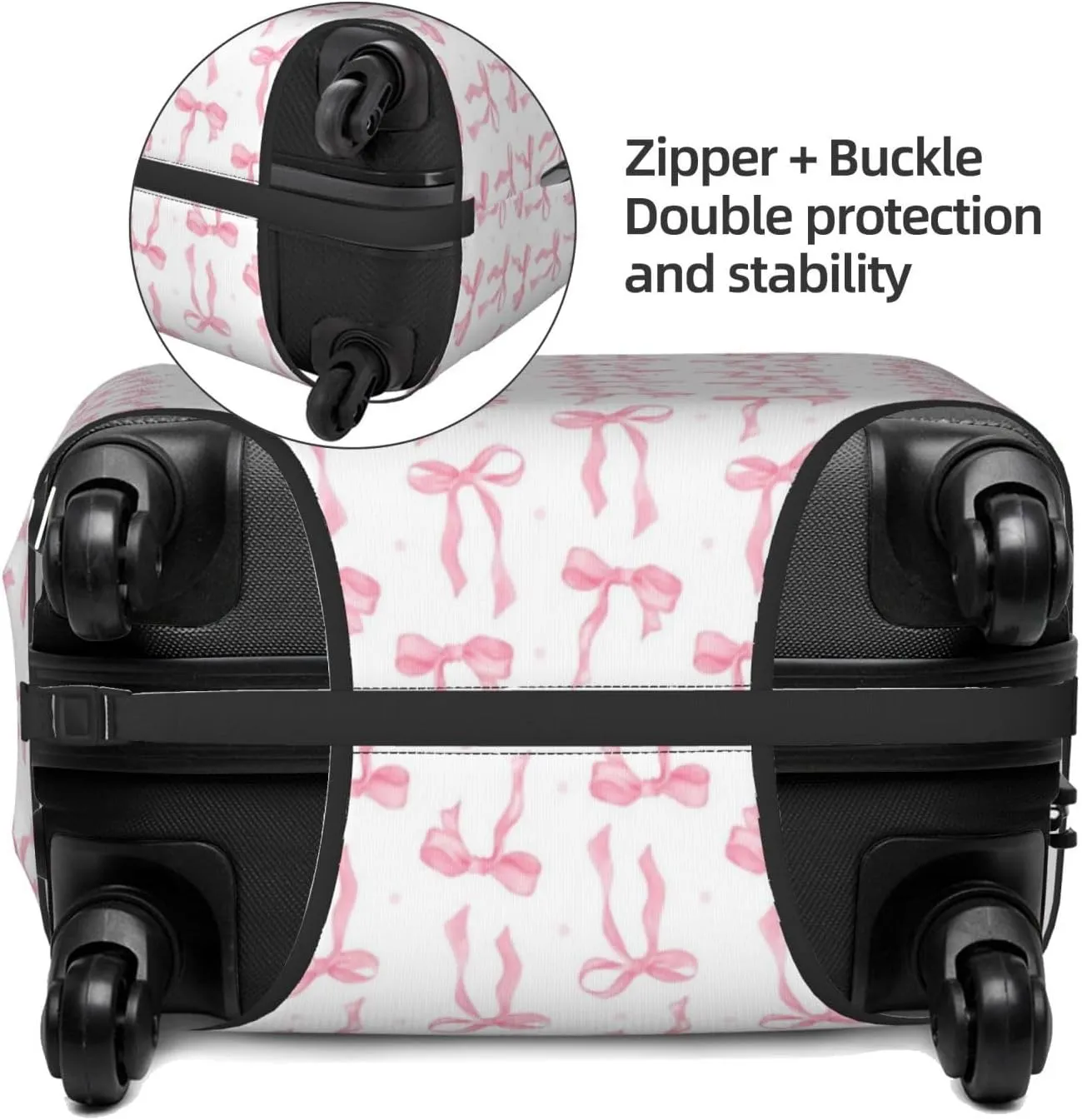 Coquette Ribbon Bow Travel Luggage Cover Fits 18-32 Inch Luggage, Washable Suitcase Cover Protector with Concealed Zipper for Wheeled Suitcase Travel Accessories