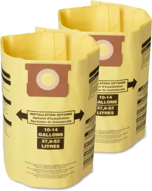 CRAFTSMAN CMXZVBE3877 Fine Dust Wet Dry Vac Dust Collection Bags for Most 10 to 14 Gallon Shop Vacuums, Collects Dry Fine Debris, Reduces Cleanup Time, 2-Pack