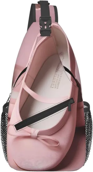 Cross Chest Bag Diagonally for Men and Women - Lightweight and Durable with High Storage Capacity Pink Ballet Shoes Printing, Black, One Size