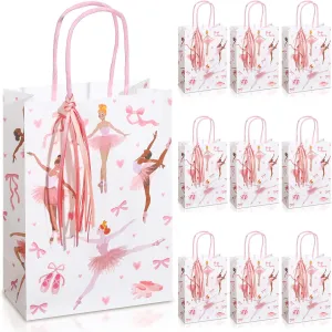Ctosree24 Sets Ballerina Gift Bags with Ribbon Ballerina Birthday Party Decoration Ballerina Party Favor Goodie Bags Dancing Party Supplies Ballet Birthday Party Boxes for Baby Shower Party