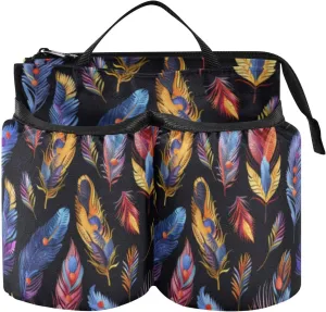 Cup Holder Bag Free Hand Black Vivid Color Feather Coffe Holder Suitcase Travel Gifts for Drink Beverages Caddy Coffee sombreros para