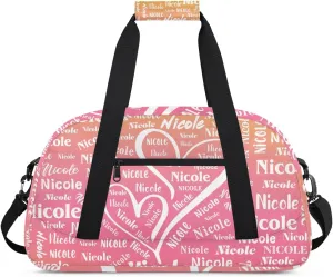 Custom Dance-Ballet-Bags Girls Sport Duffel-Bags, Personalized Kids Gym Duffel Bags With Name for Travel Weekender, Gradient Pink Orange
