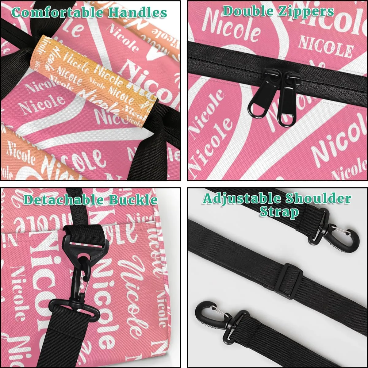 Custom Dance-Ballet-Bags Girls Sport Duffel-Bags, Personalized Kids Gym Duffel Bags With Name for Travel Weekender, Gradient Pink Orange