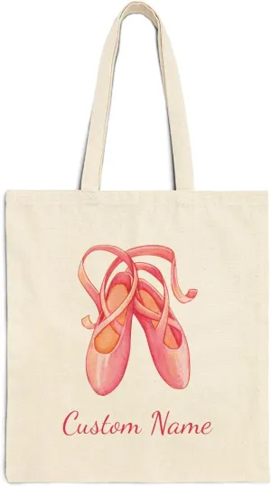 Custom Girls Pink Dancing Shoes Tote Bag, Ballet Dance Shoes Bag for Little Dancers, Kids Woman Fashion Accessory, 15" x 16"