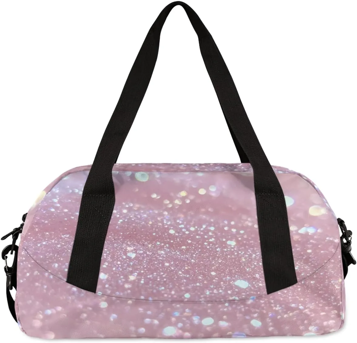 Custom Kids Sports Duffel Bag Pink Glitter Gymnastics Dancer Personalized Dance Gym Bag for Boys Girls Lightweight Weekender Travel Duffle Cheer Bag