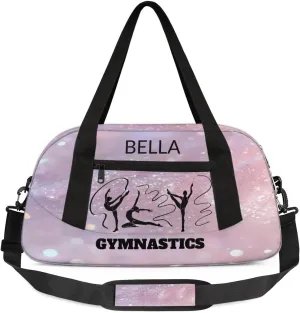 Custom Kids Sports Duffel Bag Pink Glitter Print Ballet Personalized Dance Gym Bag for Boys Girls Lightweight Weekender Travel Duffle Cheer Bag
