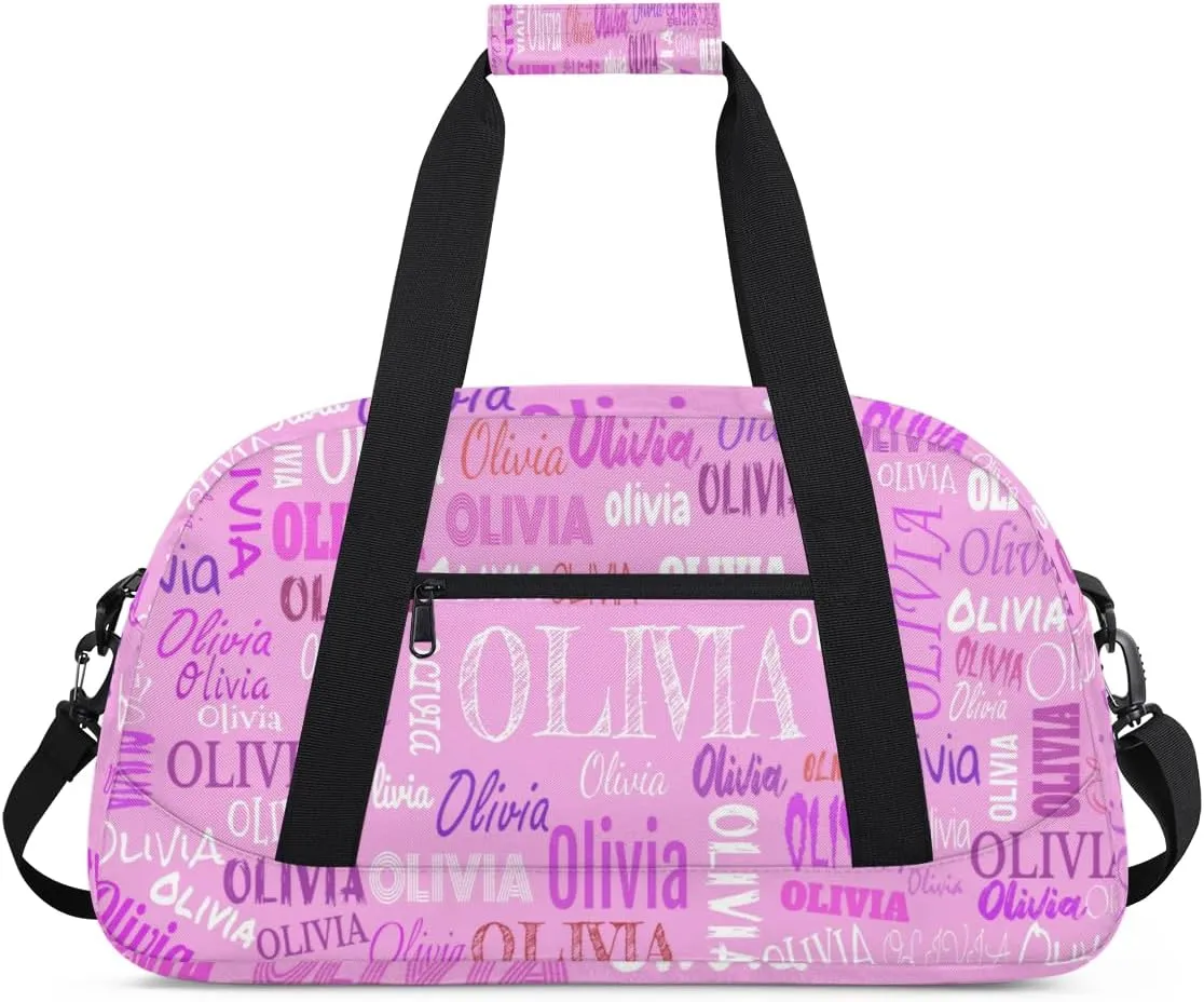 Custom Name Gymnastics Bag, Custom Name Sport Cheerleader Bag, Barrel Duffel Bag Women Men, Pink Color