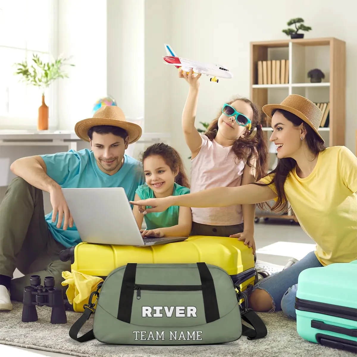 Custom Sport Gym Bag, Personalized Name and Team Name Overnight Duffel Bag for Boys Girls Dance Weekender Bags Travel Tote Bag, Army Green