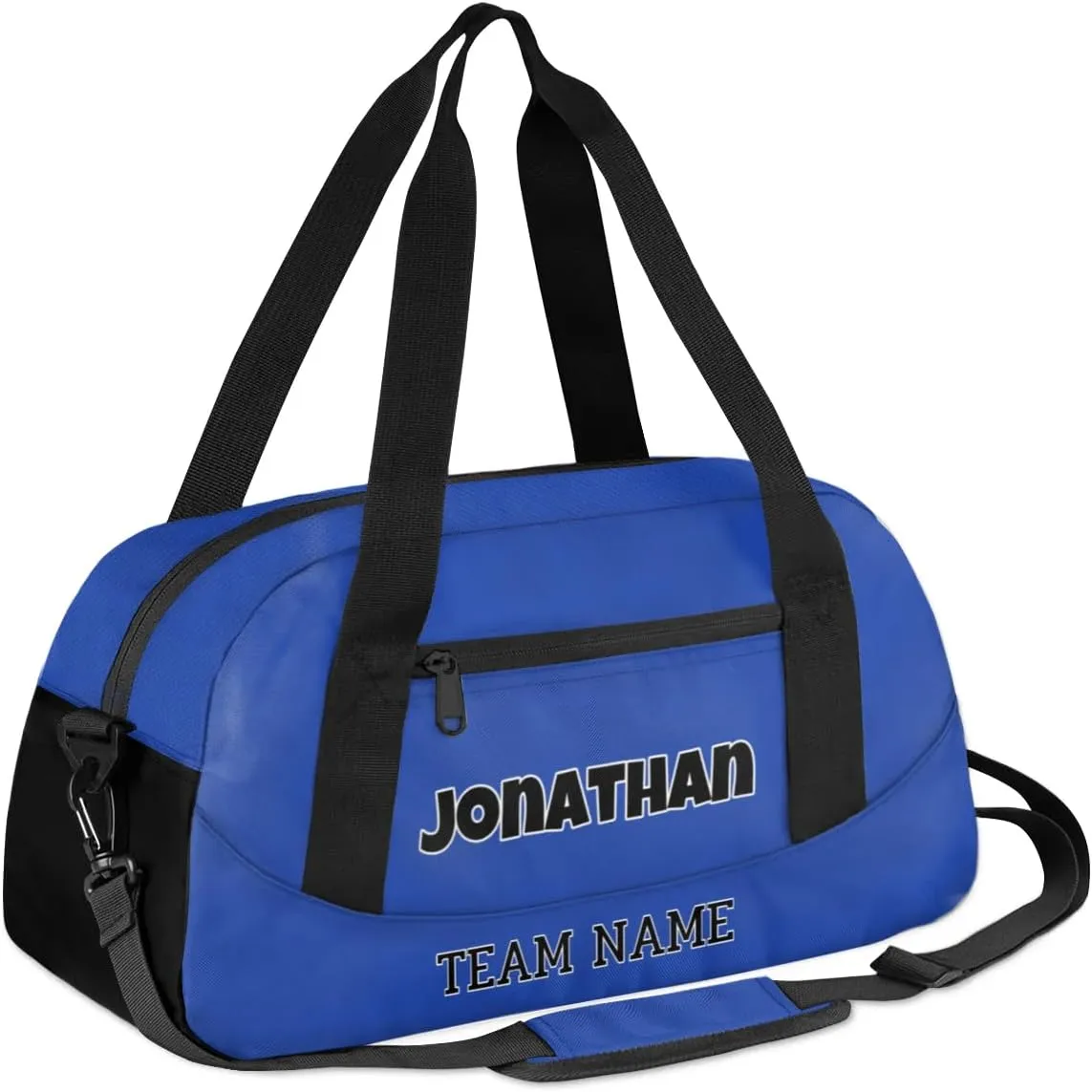 Custom Sport Gym Bag, Personalized Name and Team Name Overnight Duffel Bag for Boys Girls Dance Weekender Bags Travel Tote Bag, Blue A