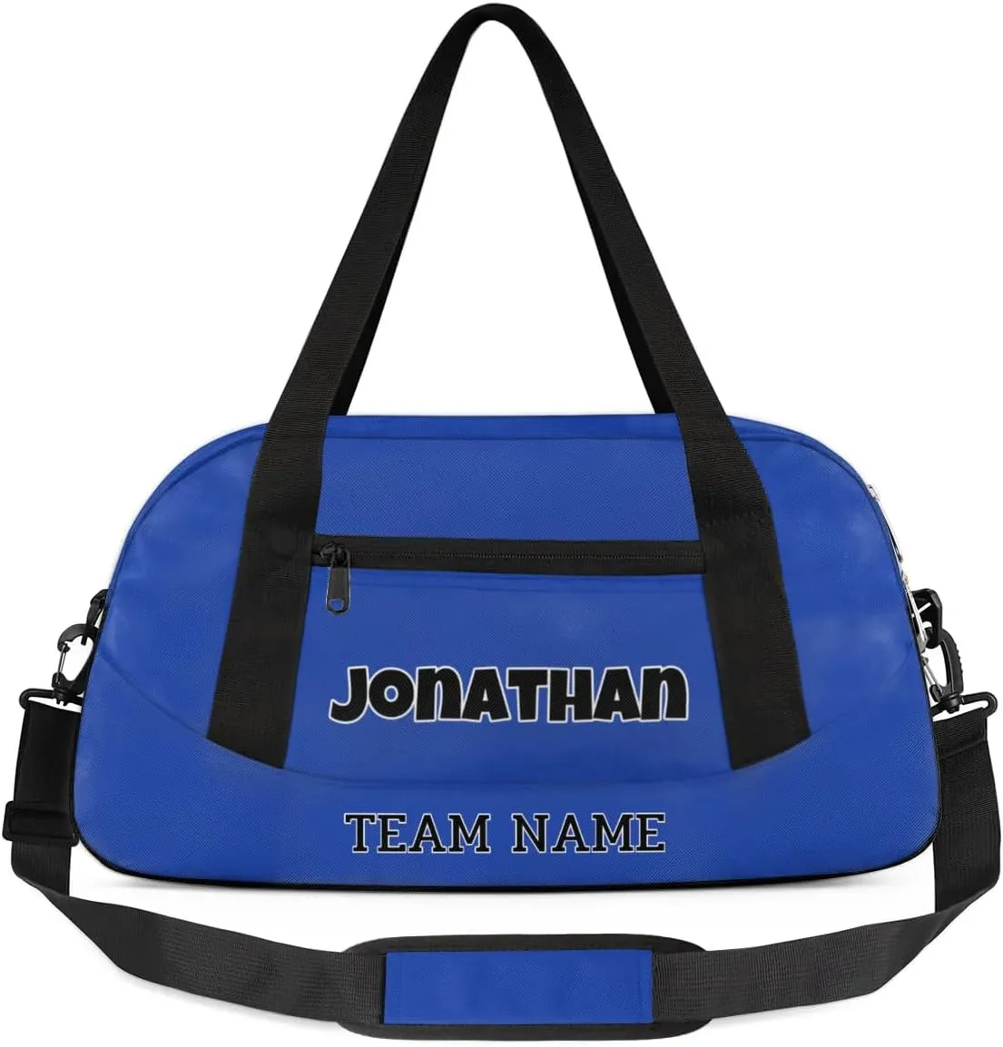 Custom Sport Gym Bag, Personalized Name and Team Name Overnight Duffel Bag for Boys Girls Dance Weekender Bags Travel Tote Bag, Blue A
