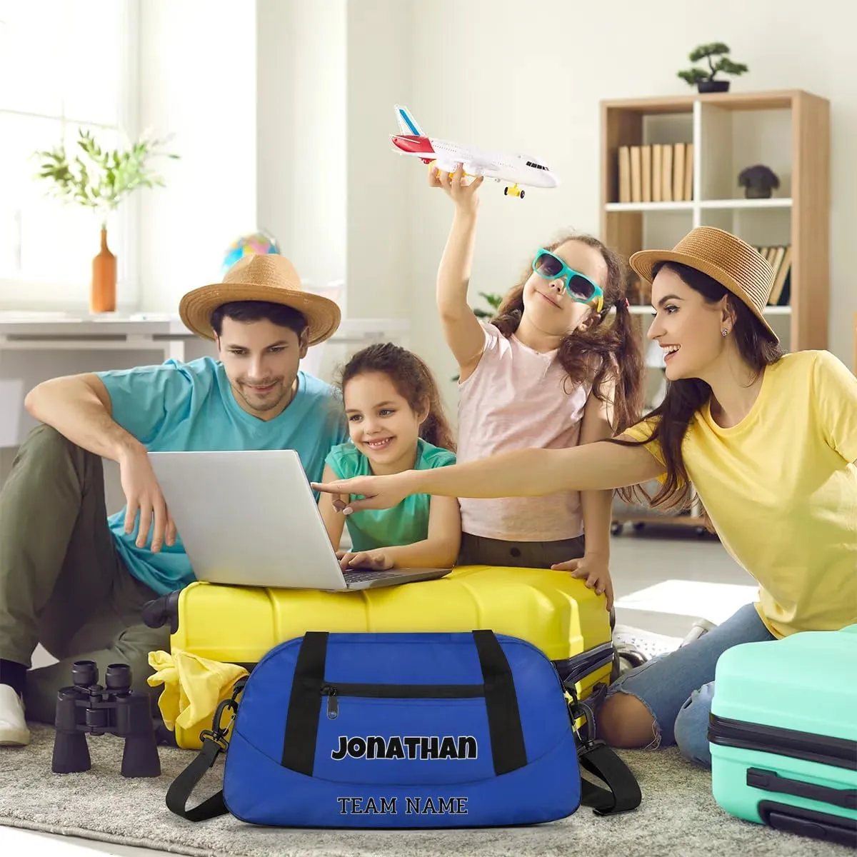 Custom Sport Gym Bag, Personalized Name and Team Name Overnight Duffel Bag for Boys Girls Dance Weekender Bags Travel Tote Bag, Blue A