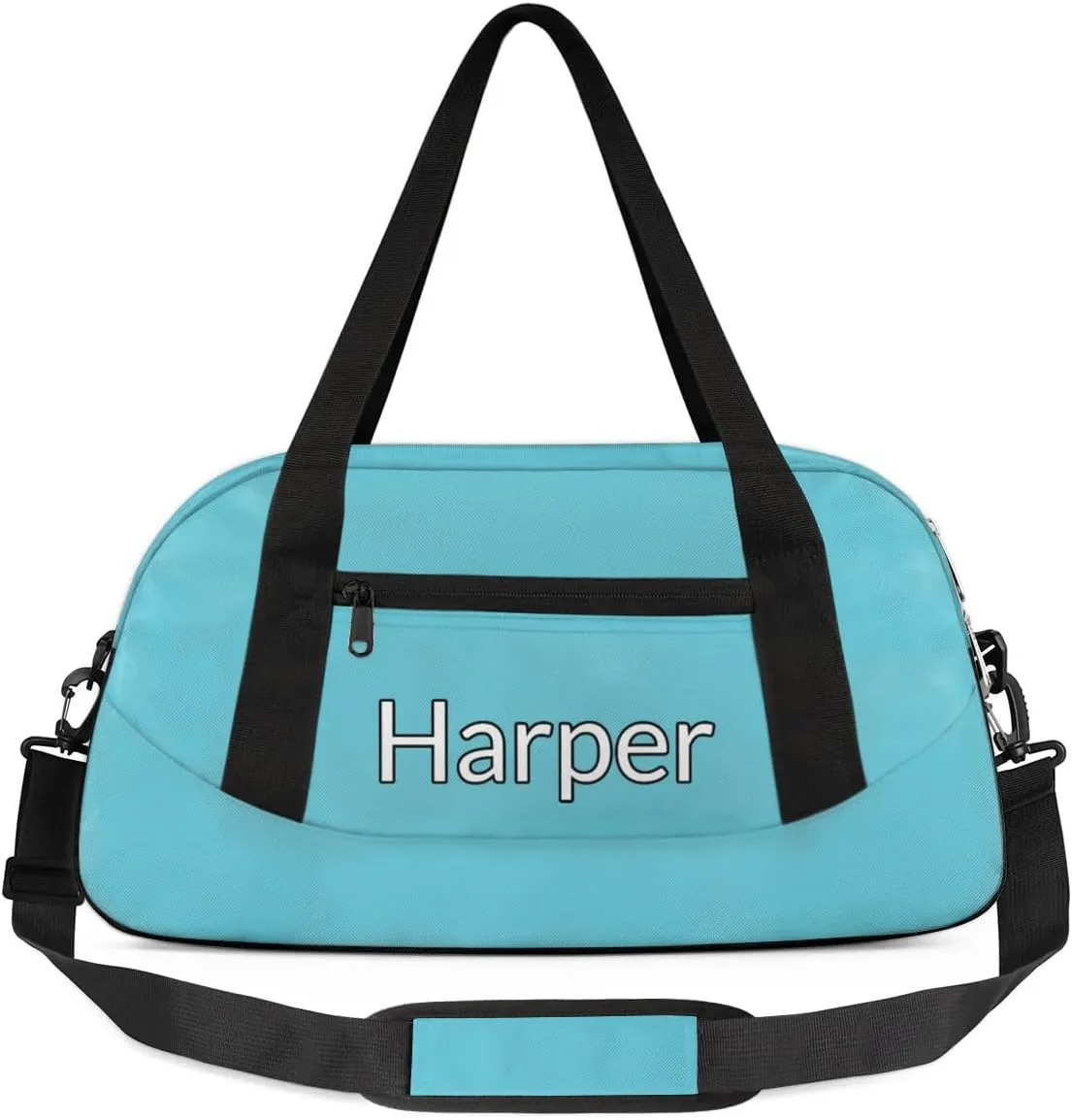 Custom Sport Gym Bag, Personalized Name Overnight Duffel Bag for Boys Girls Dance Weekender Bags Travel Tote Bag, Blue C