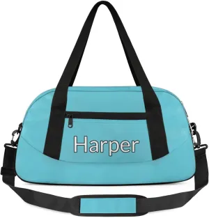 Custom Sport Gym Bag, Personalized Name Overnight Duffel Bag for Boys Girls Dance Weekender Bags Travel Tote Bag, Blue C
