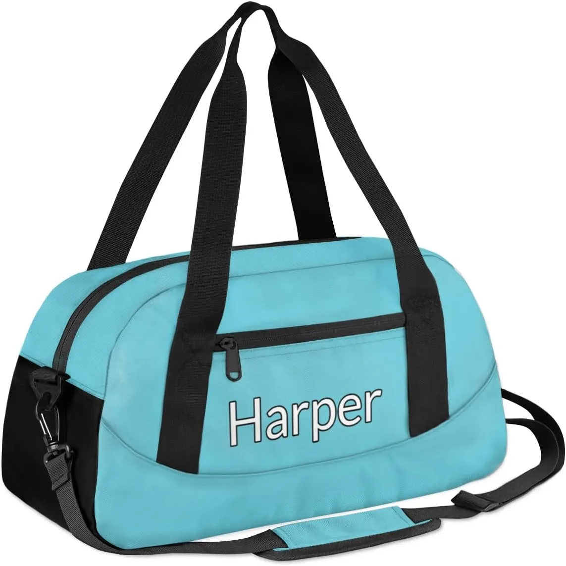 Custom Sport Gym Bag, Personalized Name Overnight Duffel Bag for Boys Girls Dance Weekender Bags Travel Tote Bag, Blue C