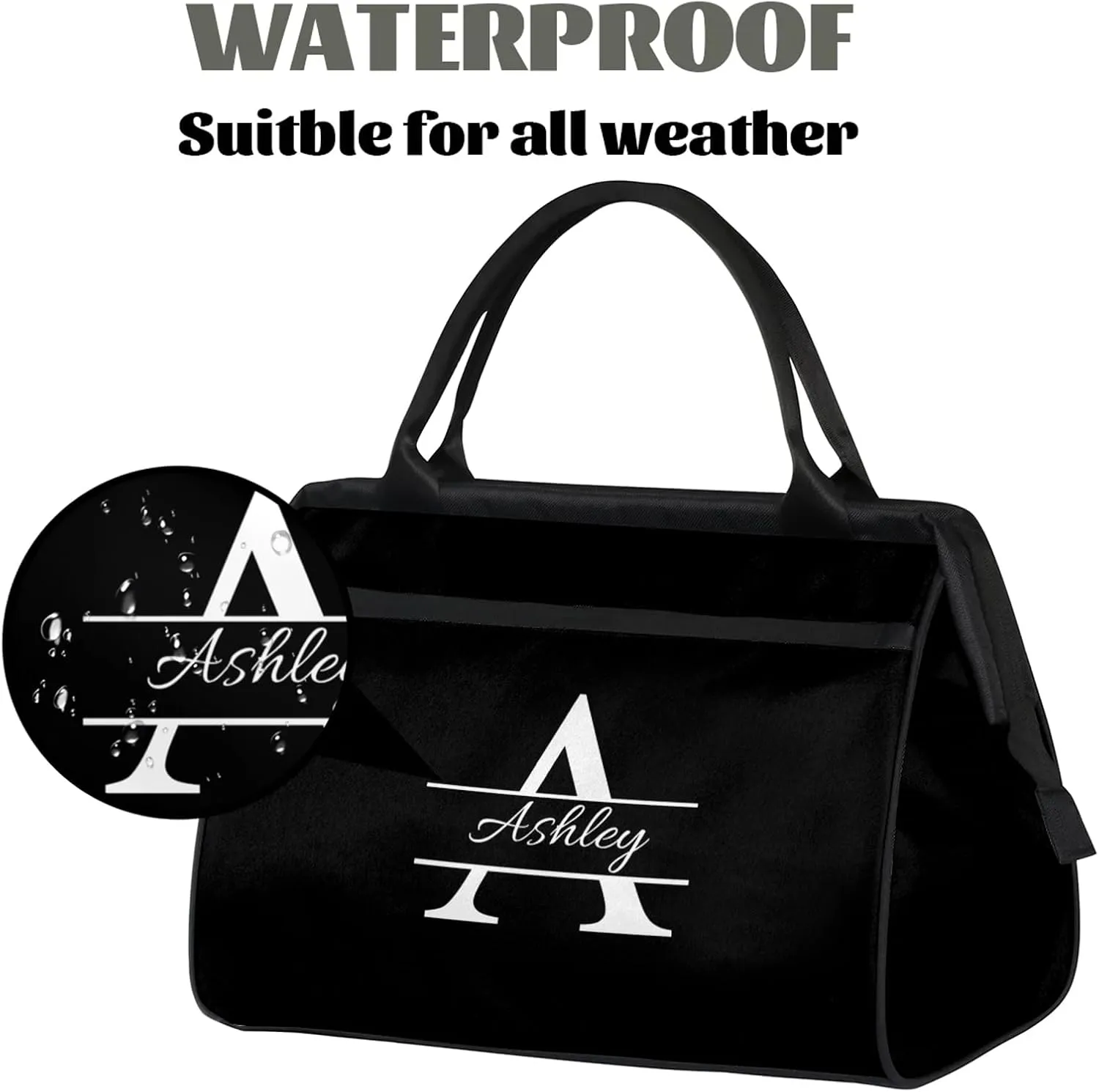 Custom Sports Duffel Bag Personalized Name Dance Gym Bag for Women Men Overnight Weekender Travel Duffel Bags Lightweight 15.2in, Pure Black