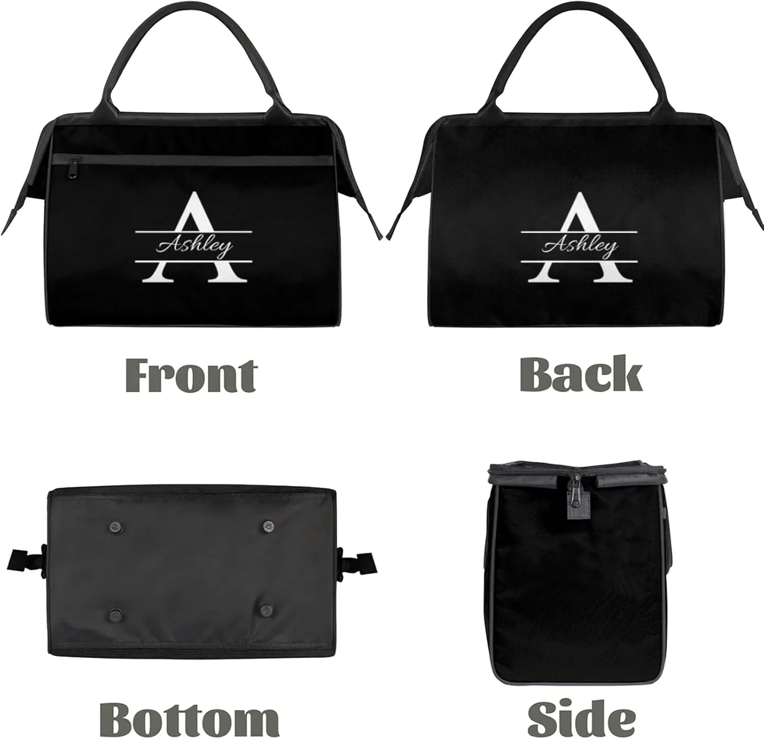 Custom Sports Duffel Bag Personalized Name Dance Gym Bag for Women Men Overnight Weekender Travel Duffel Bags Lightweight 15.2in, Pure Black