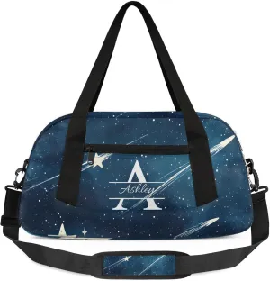 Custom Sports Duffel Bag Personalized Name Dance Gym Bag for Women Men Overnight Weekender Travel Duffel Bags Lightweight 18.5in, Starry Galaxy