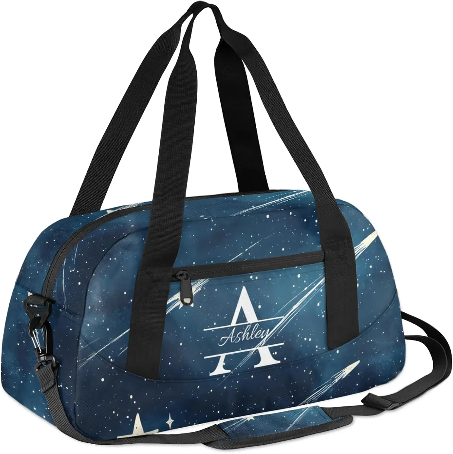 Custom Sports Duffel Bag Personalized Name Dance Gym Bag for Women Men Overnight Weekender Travel Duffel Bags Lightweight 18.5in, Starry Galaxy