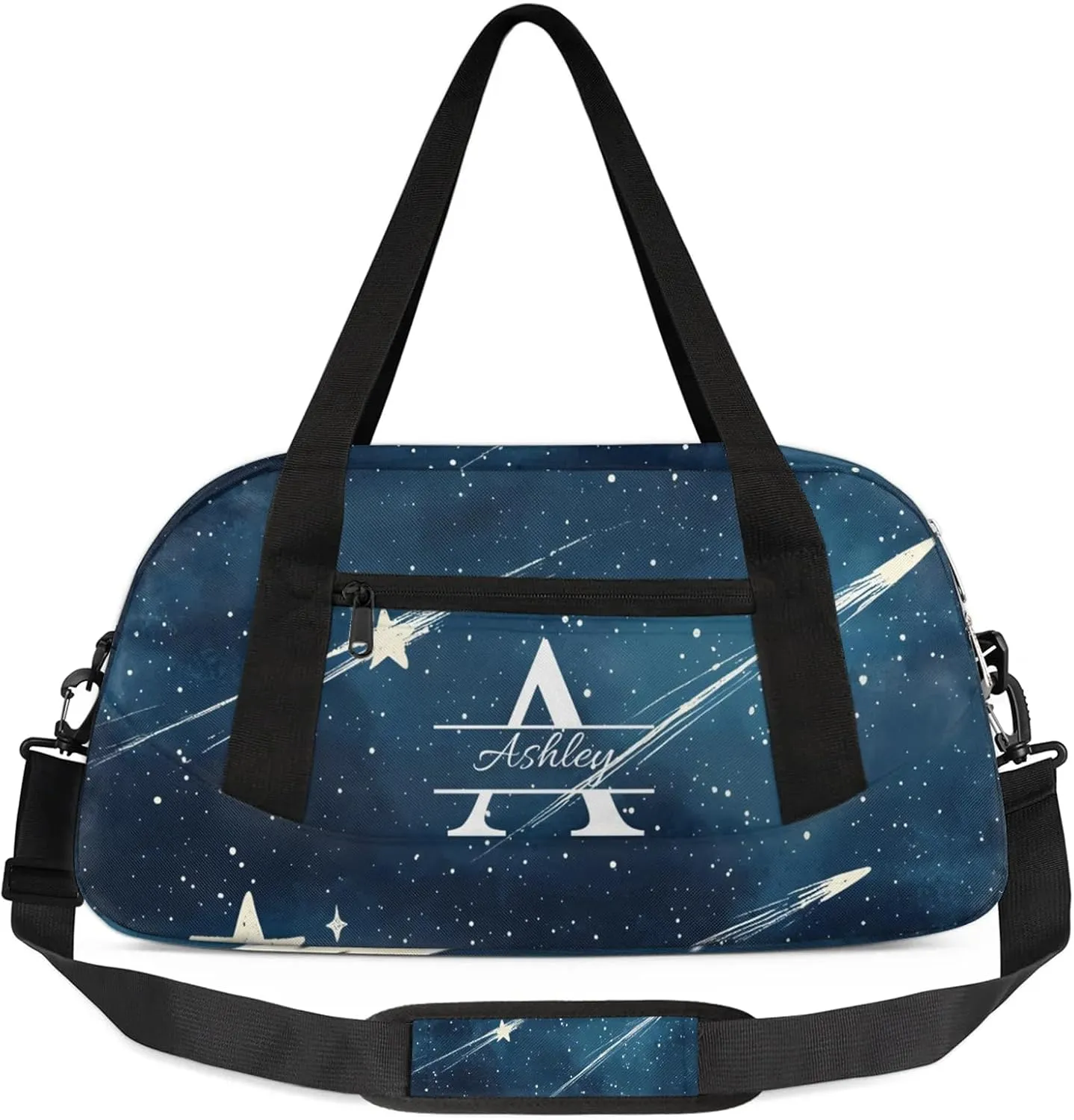 Custom Sports Duffel Bag Personalized Name Dance Gym Bag for Women Men Overnight Weekender Travel Duffel Bags Lightweight 18.5in, Starry Galaxy