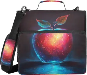 Cute Apples Gaming Office Binder Organizer with Handle Easy to Carry 1.5 Inch 3 Rings Portfolio Binder Bag Office Files Organizer